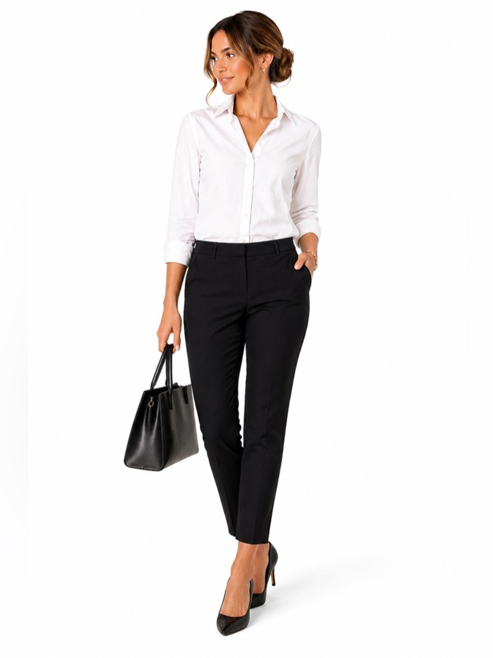 Lauren Ralph Lauren Black Ankle Pants 12P Petite Stretch Slim Work Minimalist